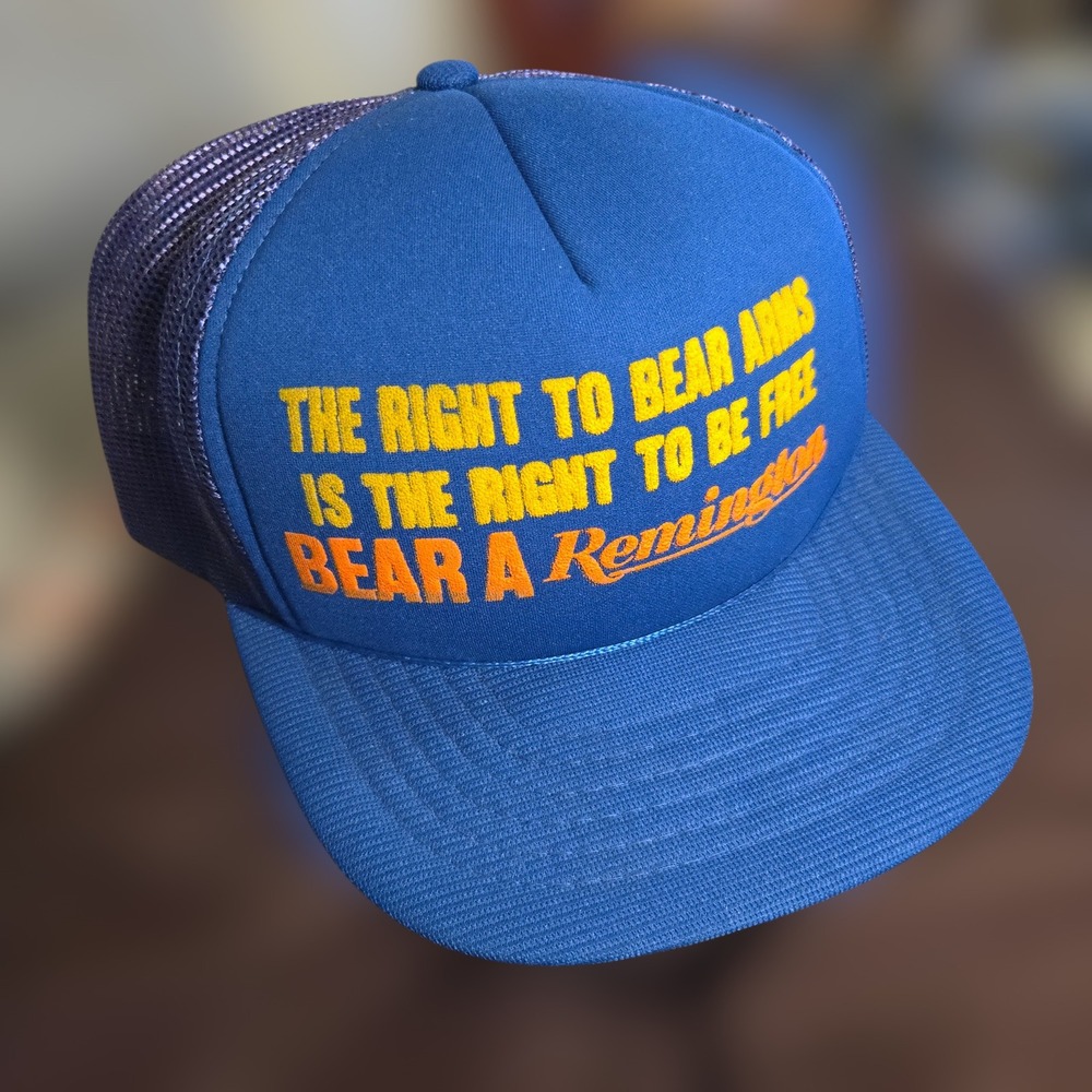 VTG Remington 2nd Amendment Hat Trucker Blue Right To Bear Arms Snapback Korea